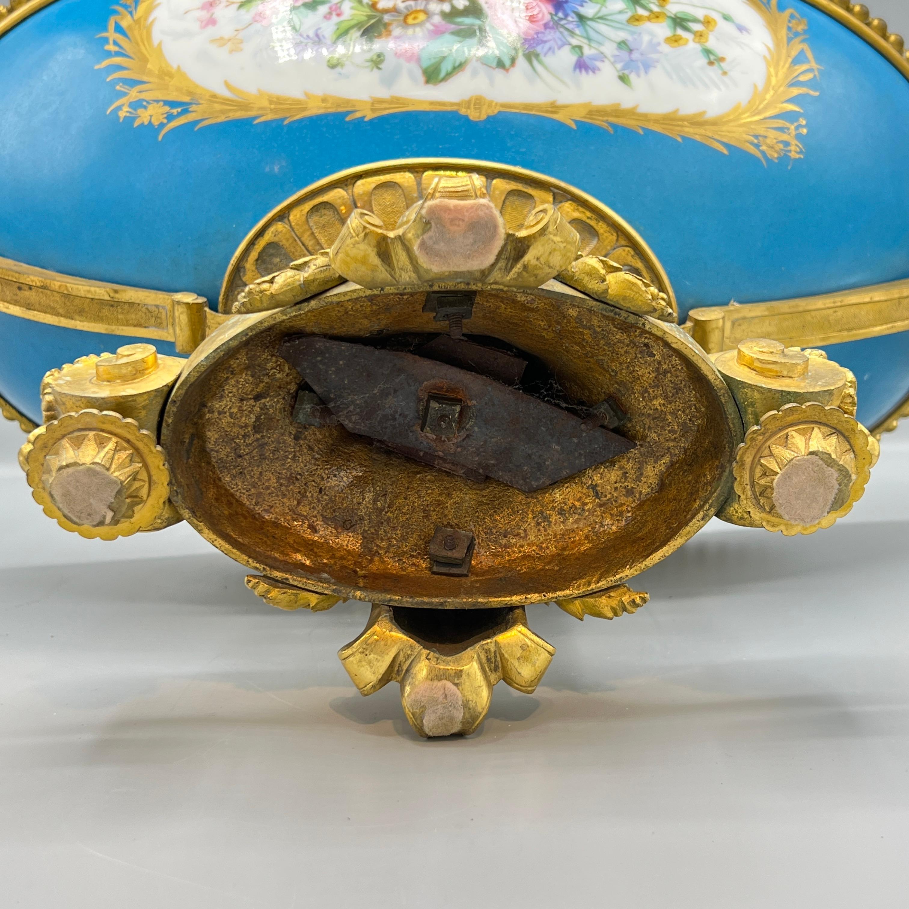 19th Century French Sevres Style Gilt Bronze and Porcelain Centerpiece Bowl 5