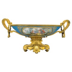 19th Century French Sevres Style Gilt Bronze and Porcelain Centerpiece Bowl