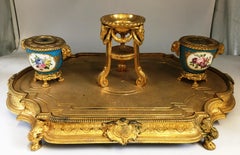 Antique 19th Century French Sevres style ink well.