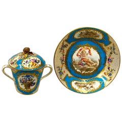 19th Century French Sevres Style Lidded Chocolate Cup