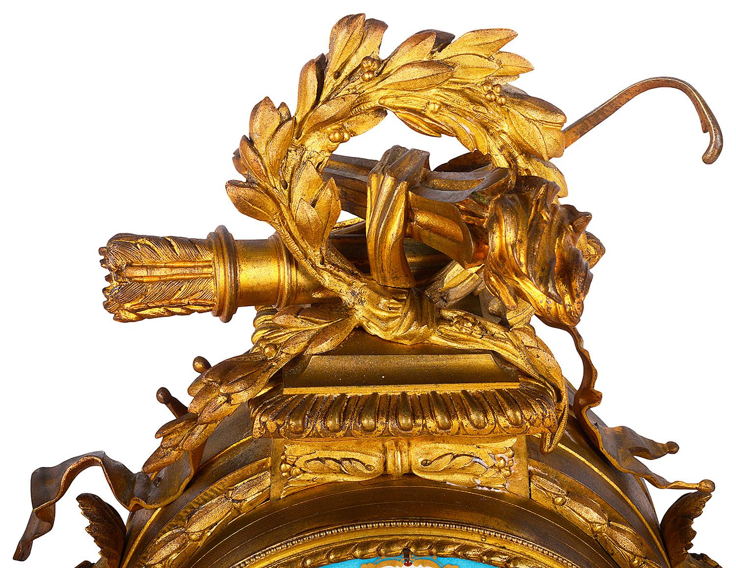 Louis XVI 19th Century French Sevres Style Ormolu Mantel Clock
