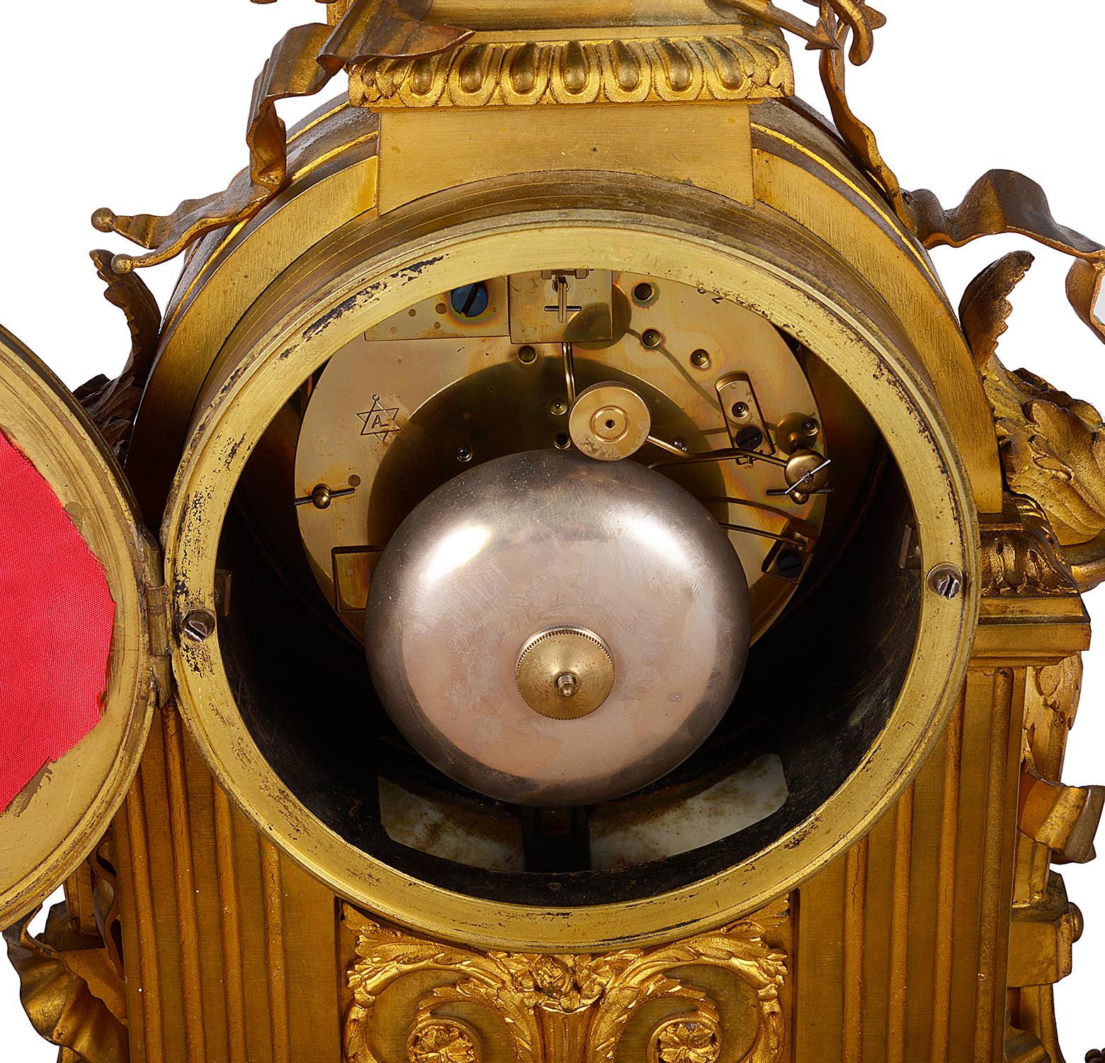 19th Century French Sevres Style Ormolu Mantel Clock 3