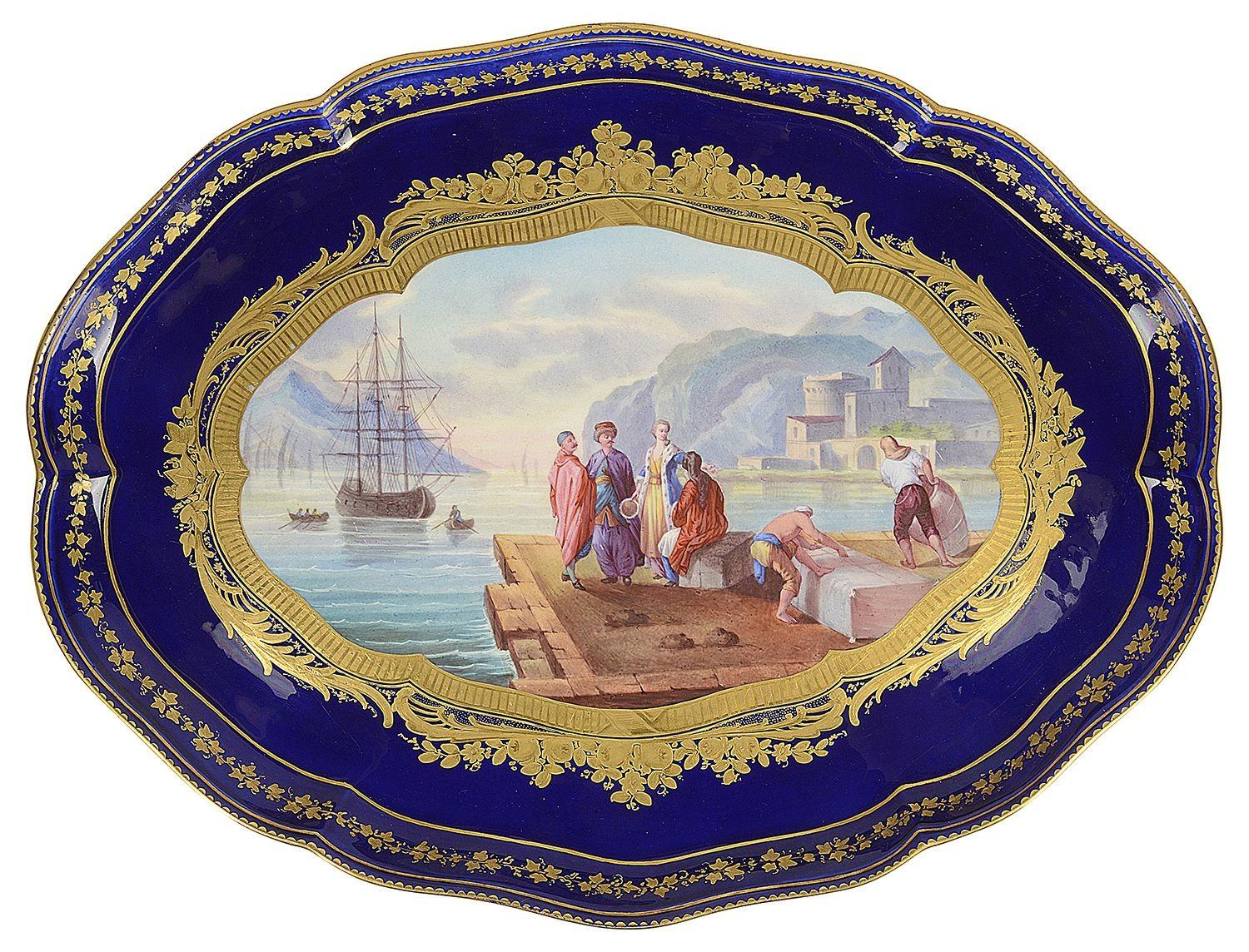 Hand-Painted 19th Century French Sevres Style Porcelain Cabaret Set For Sale