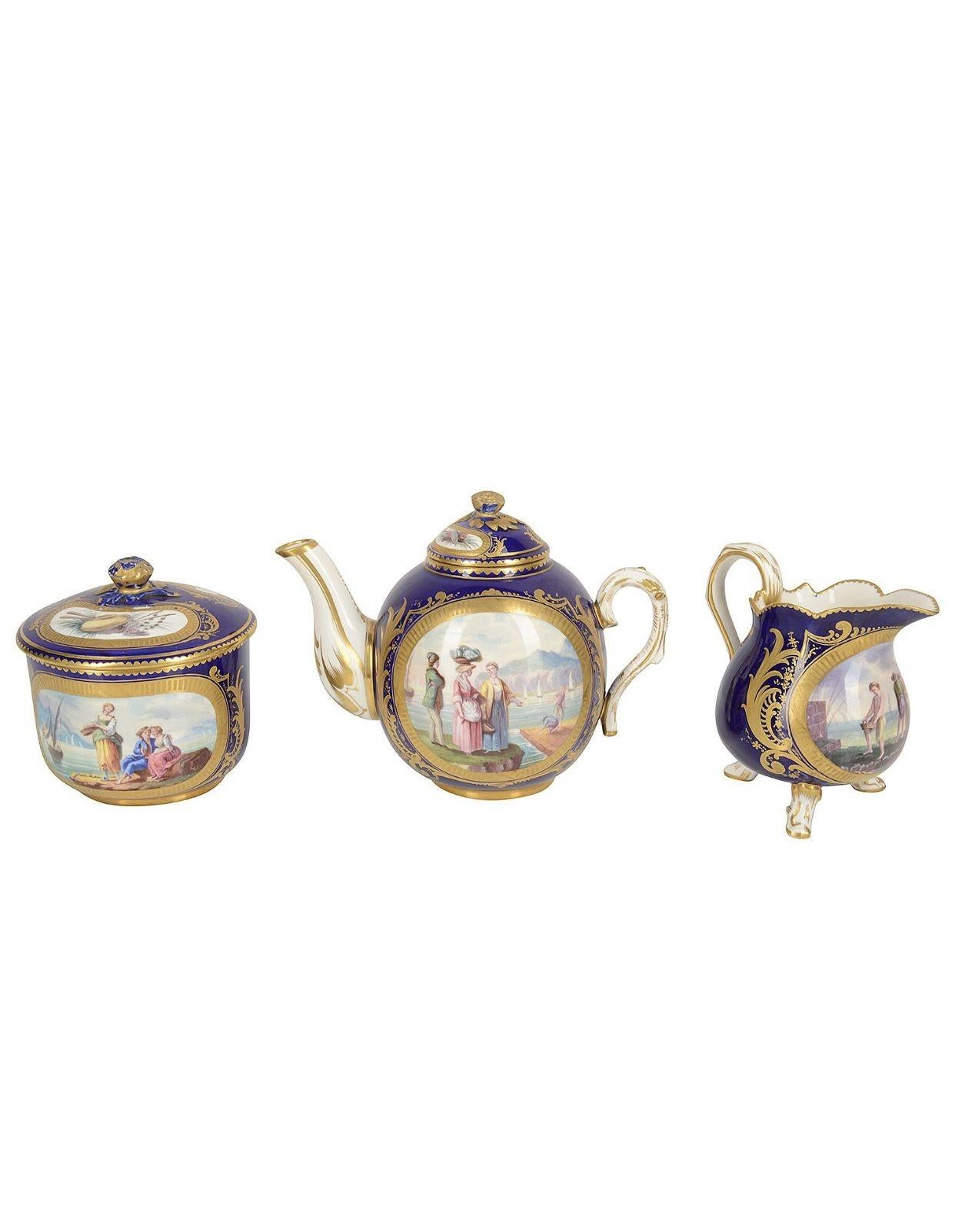 19th Century French Sevres Style Porcelain Cabaret Set For Sale 2
