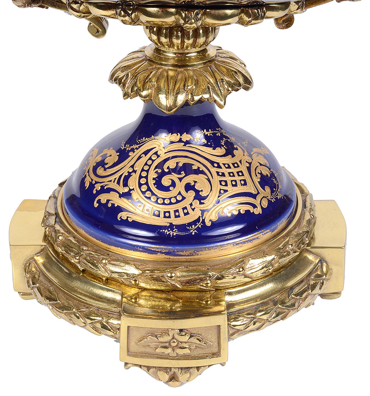 Ormolu 19th Century French Sevres style porcelain comport. For Sale