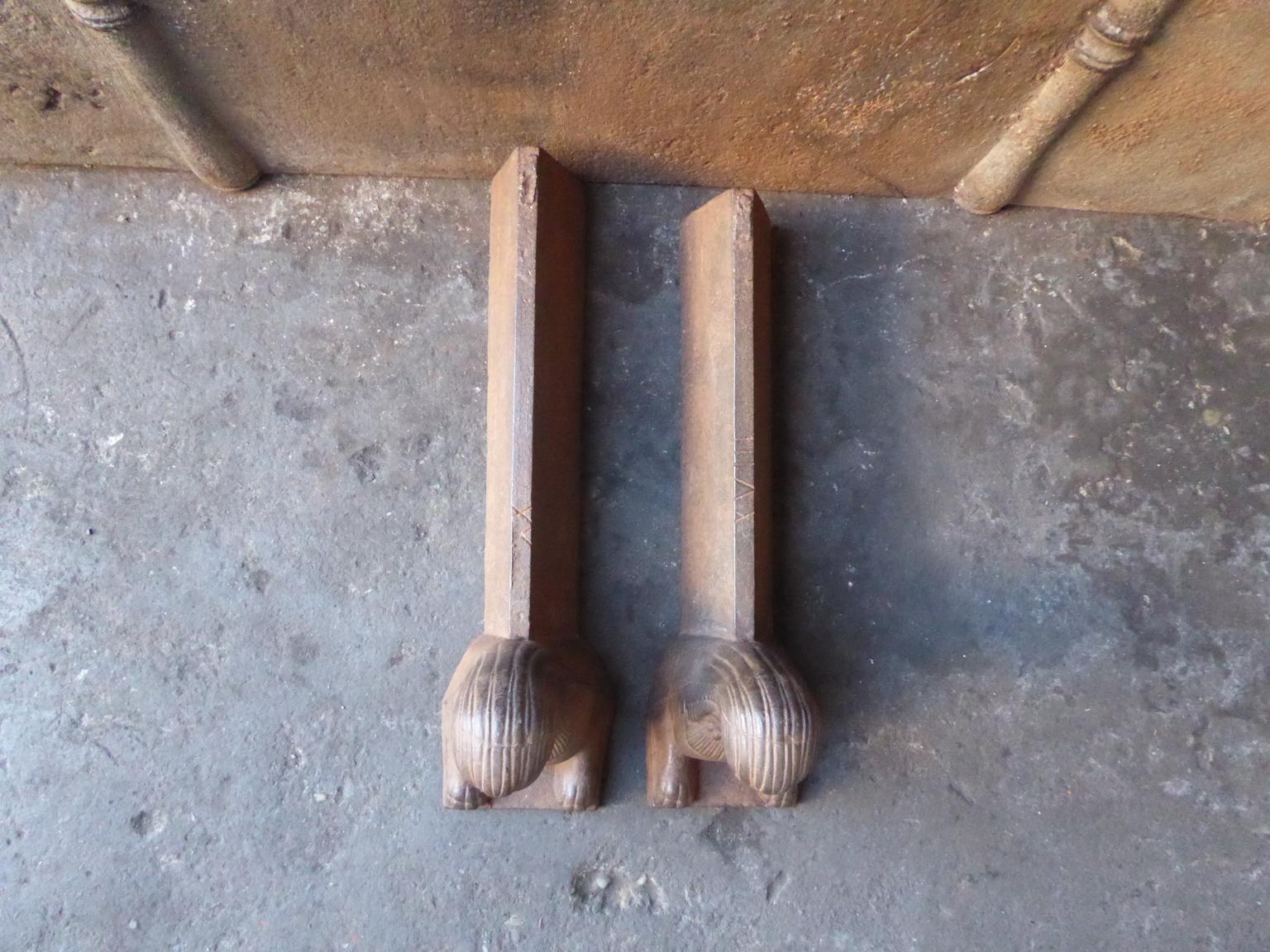 19th Century French Sfinx Andirons, Firedogs In Good Condition In Soest, NL