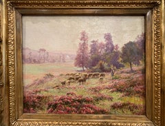 19th Century French Sheep Painting in Original Gilt Frame Signed E. Pail