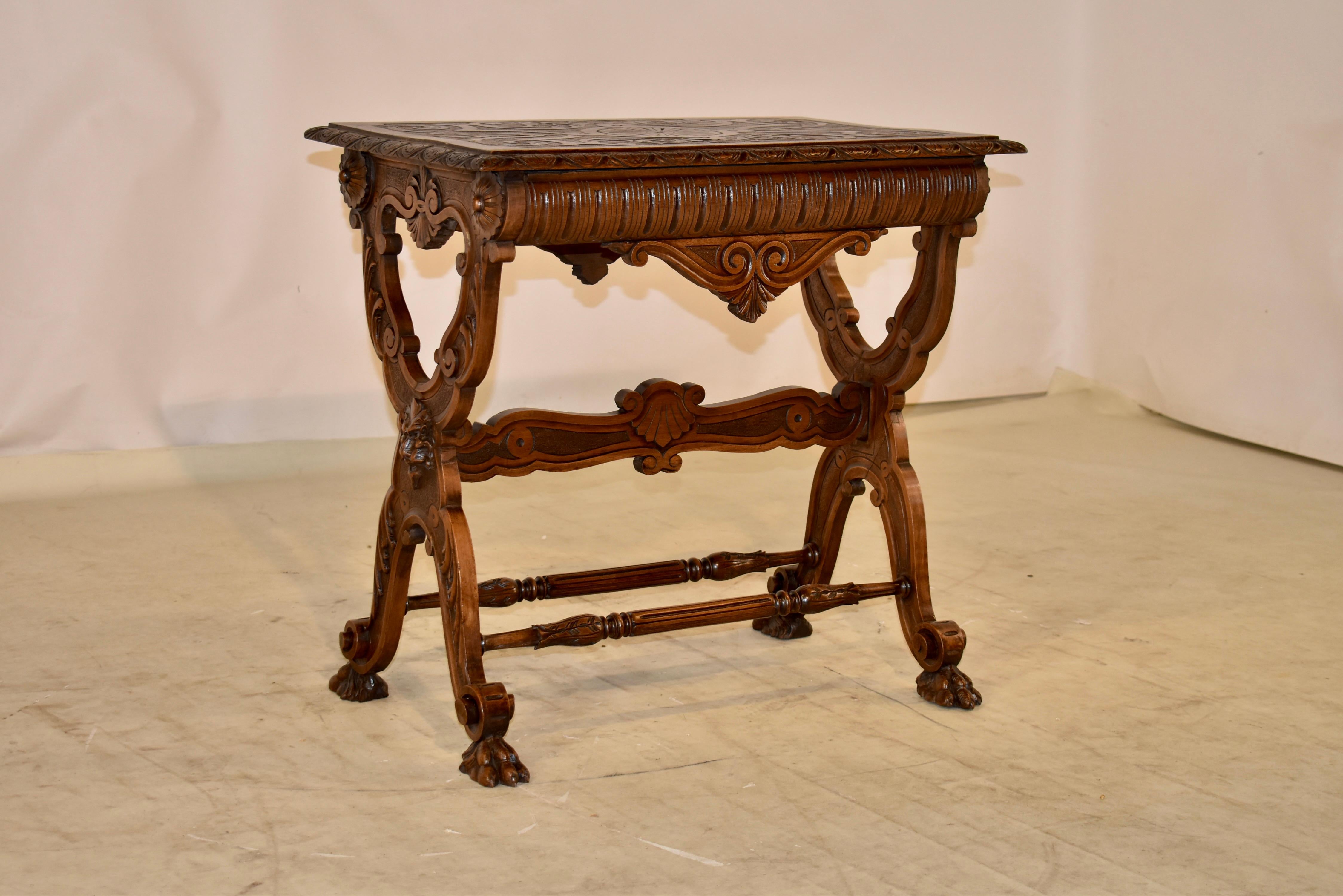 Hand-Carved 19th Century French Side Table For Sale