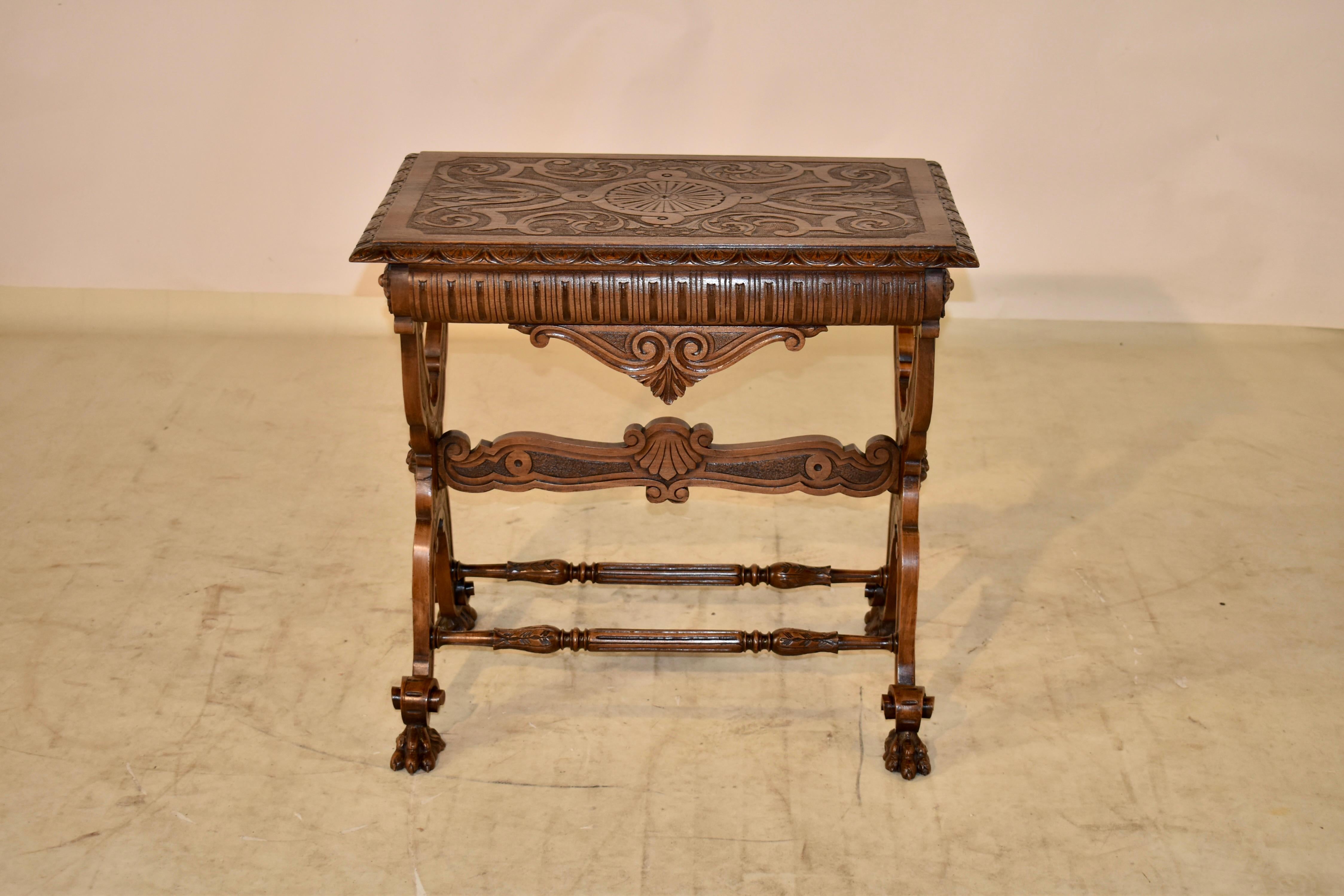 Oak 19th Century French Side Table For Sale