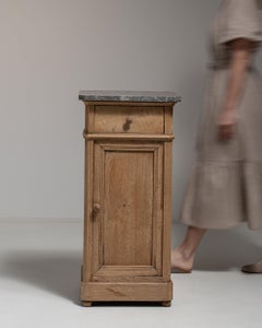 19th Century French Side Table, Oak with Marble Top, Antique Design