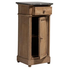19th Century French Side Table, Oak with Marble Top, Antique Design