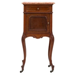 19th Century French Side Table with Marble Top, Antique Brown Wood