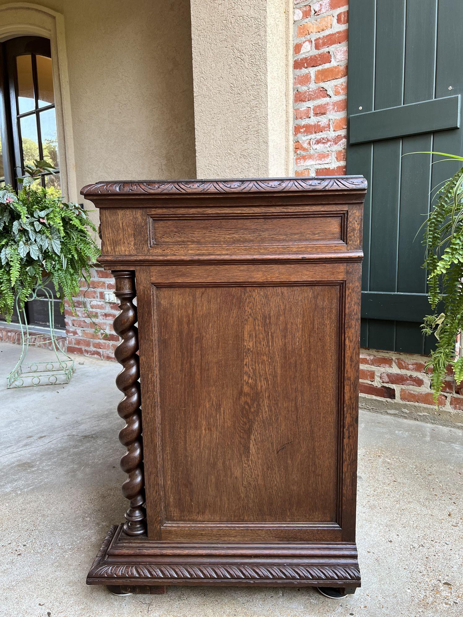 19th century French Sideboard Cabinet Buffet Black Forest Hunt Barley Twist Oak 14