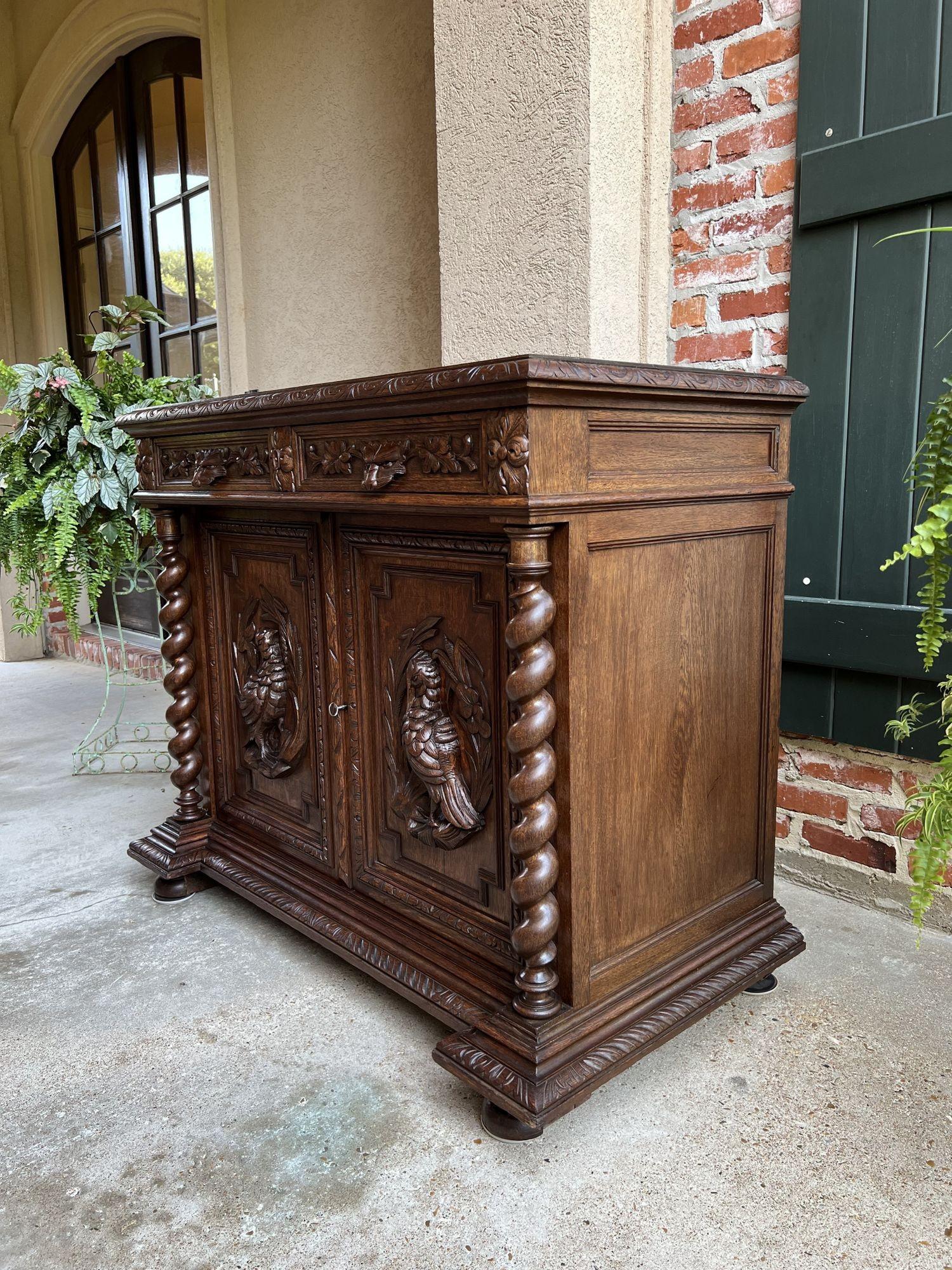 Late 19th Century 19th century French Sideboard Cabinet Buffet Black Forest Hunt Barley Twist Oak