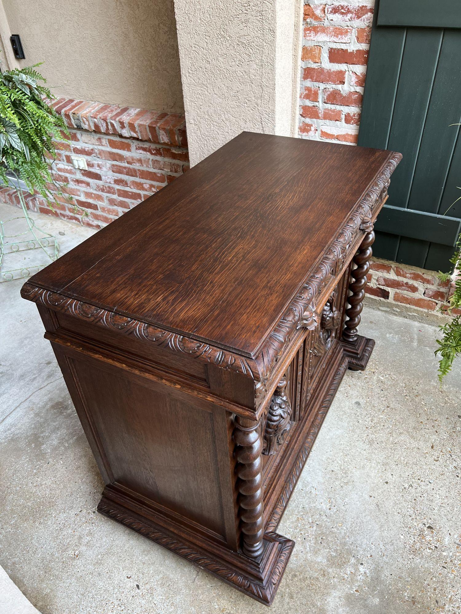 19th century French Sideboard Cabinet Buffet Black Forest Hunt Barley Twist Oak 2