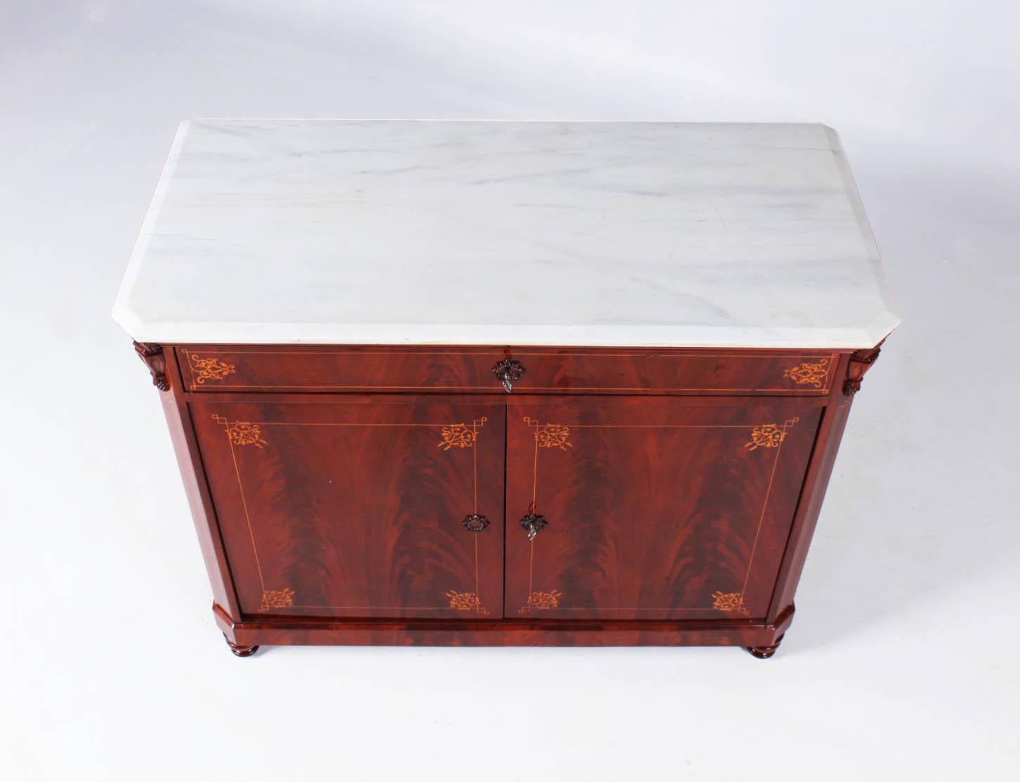 19th Century French Sideboard, Mahogany with Marble Top, Charles X, circa 1840 6