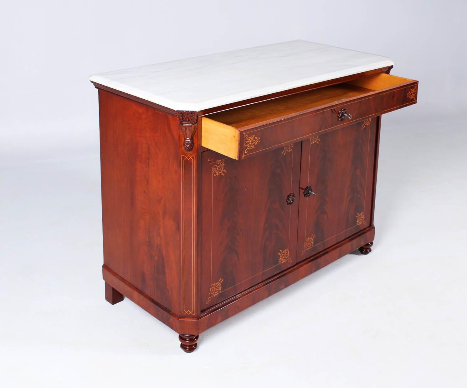 19th Century French Sideboard, Mahogany with Marble Top, Charles X, circa 1840 7