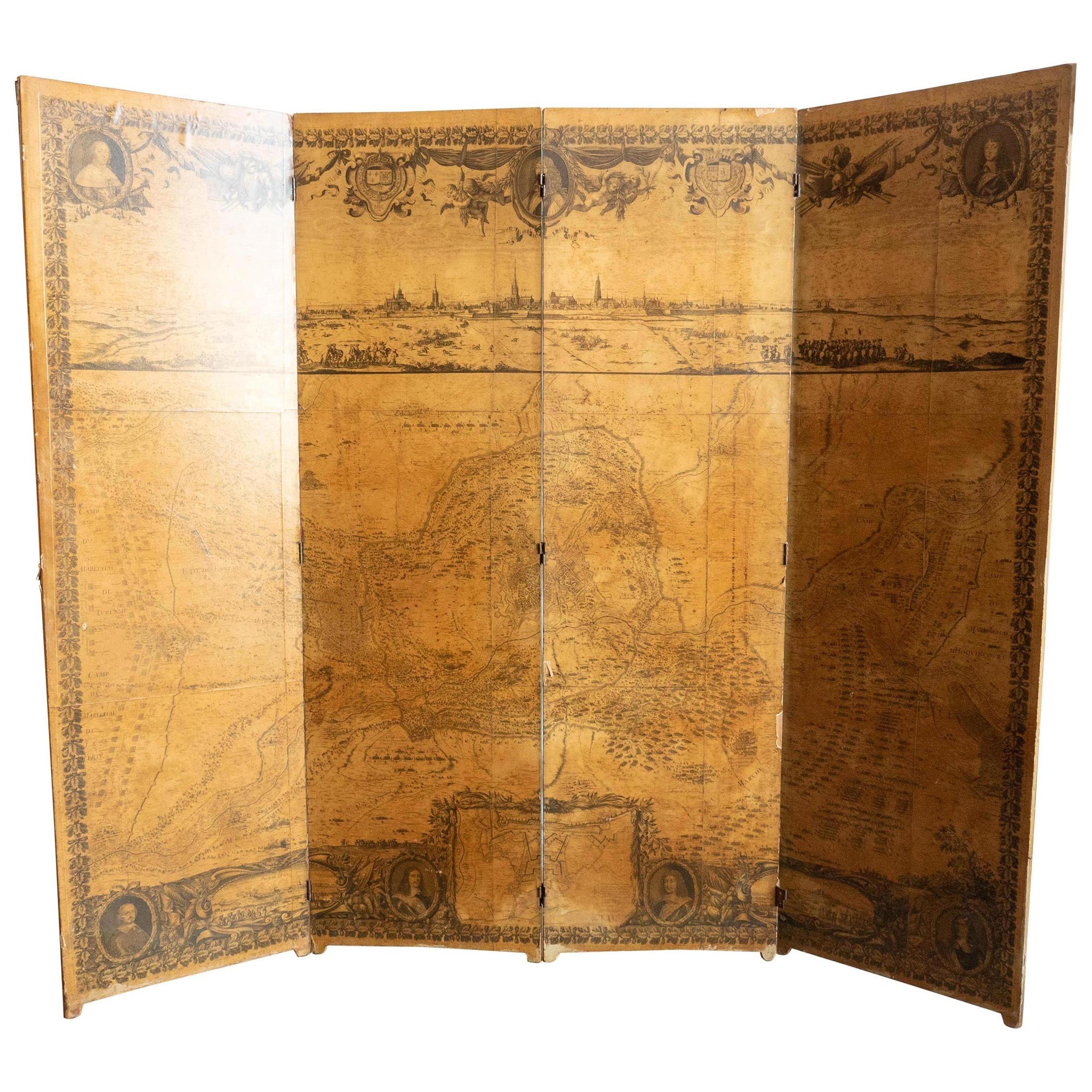 19th Century French Siege of Arras Floor Screen For Sale