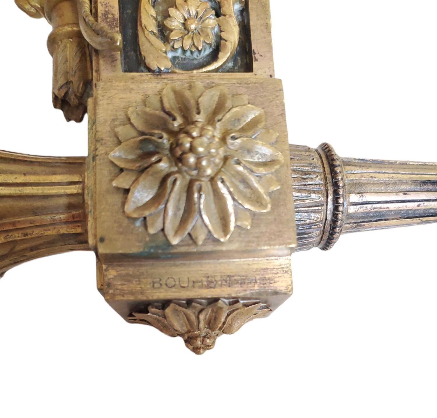 Neoclassical 19th Century French Signed Andirons For Sale