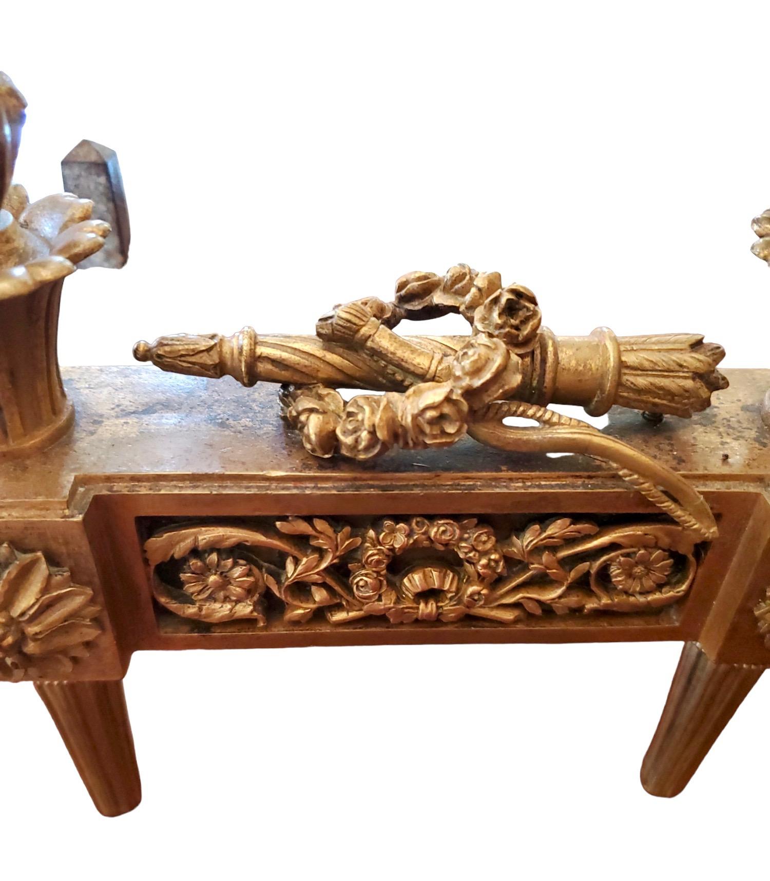 19th Century French Signed Andirons In Good Condition For Sale In Los Angeles, CA