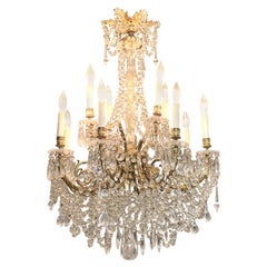 19th Century French Signed Baccarat Gilt and Crystal 12-Light Chandelier