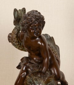 19th Century French Signed Bronze Statue on Marble Base