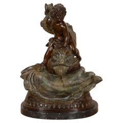 19th Century French Signed Bronze Statue on Marble Base