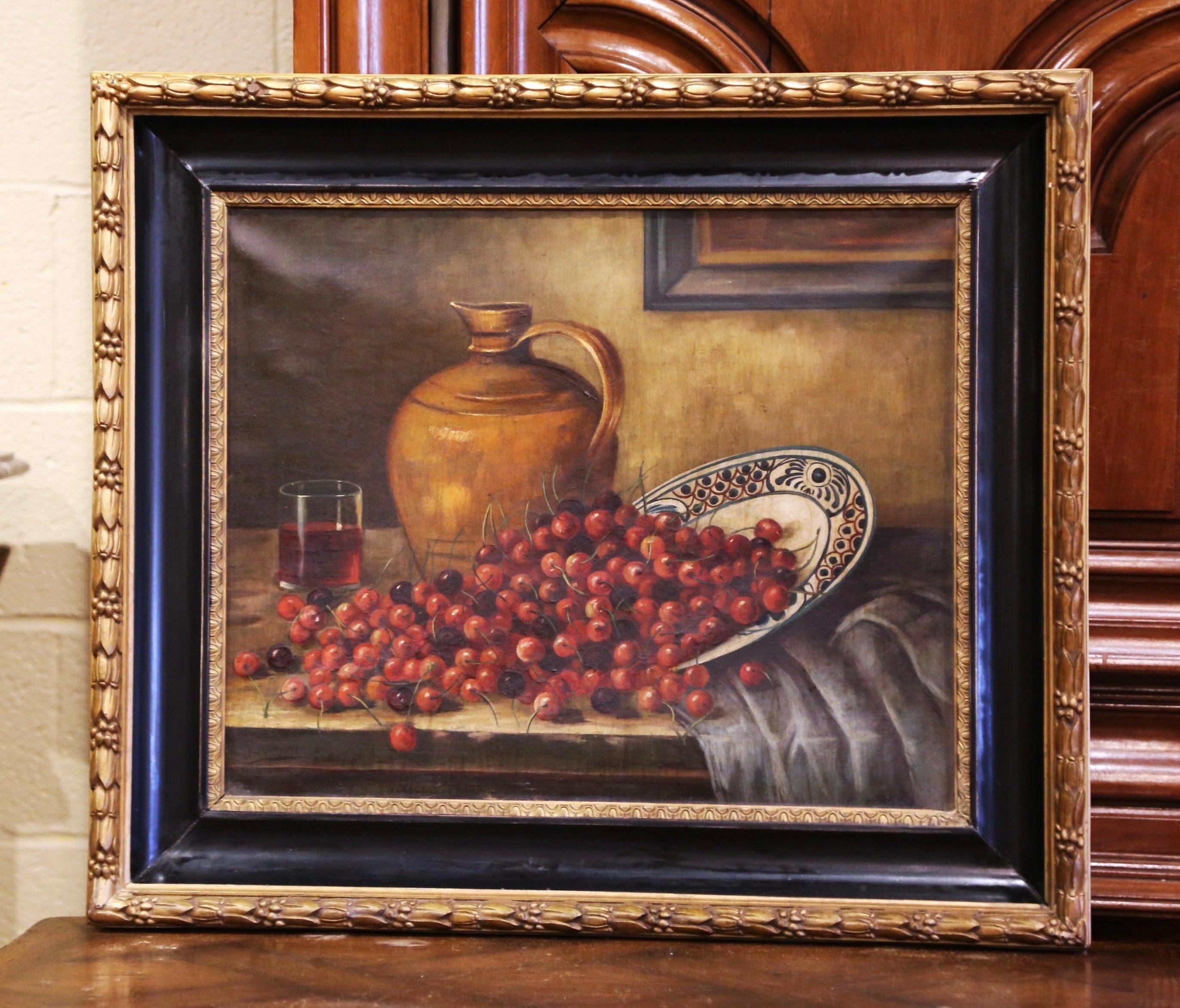 19th Century French Signed Oil on Canvas Painting in Carved Gilt Frame In Excellent Condition For Sale In Dallas, TX