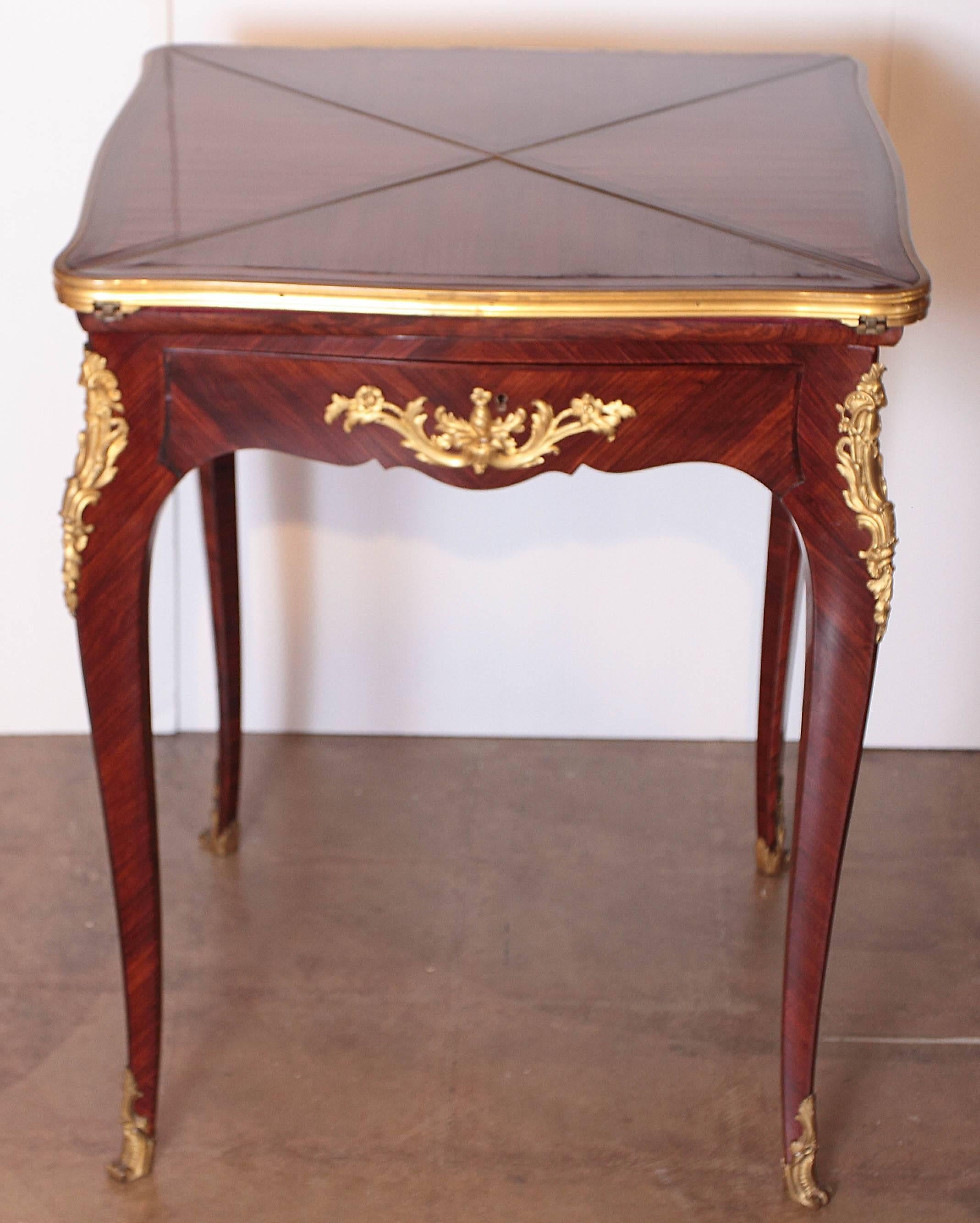 19th Century French Signed P Sormani Envelope Game Table In Excellent Condition In Dallas, TX