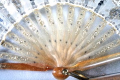 19th Century French Silk, Gold and Silver Formal Evening Fan