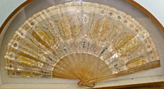19th Century French Silk, Gold and Silver Formal Evening Fan