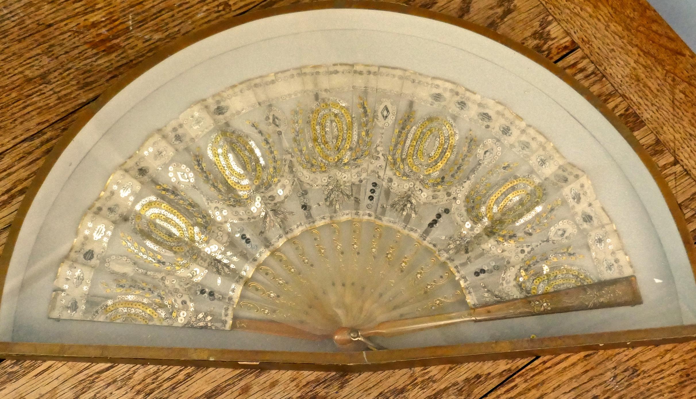 19th Century French Silk, Gold and Silver Formal Evening Fan 2