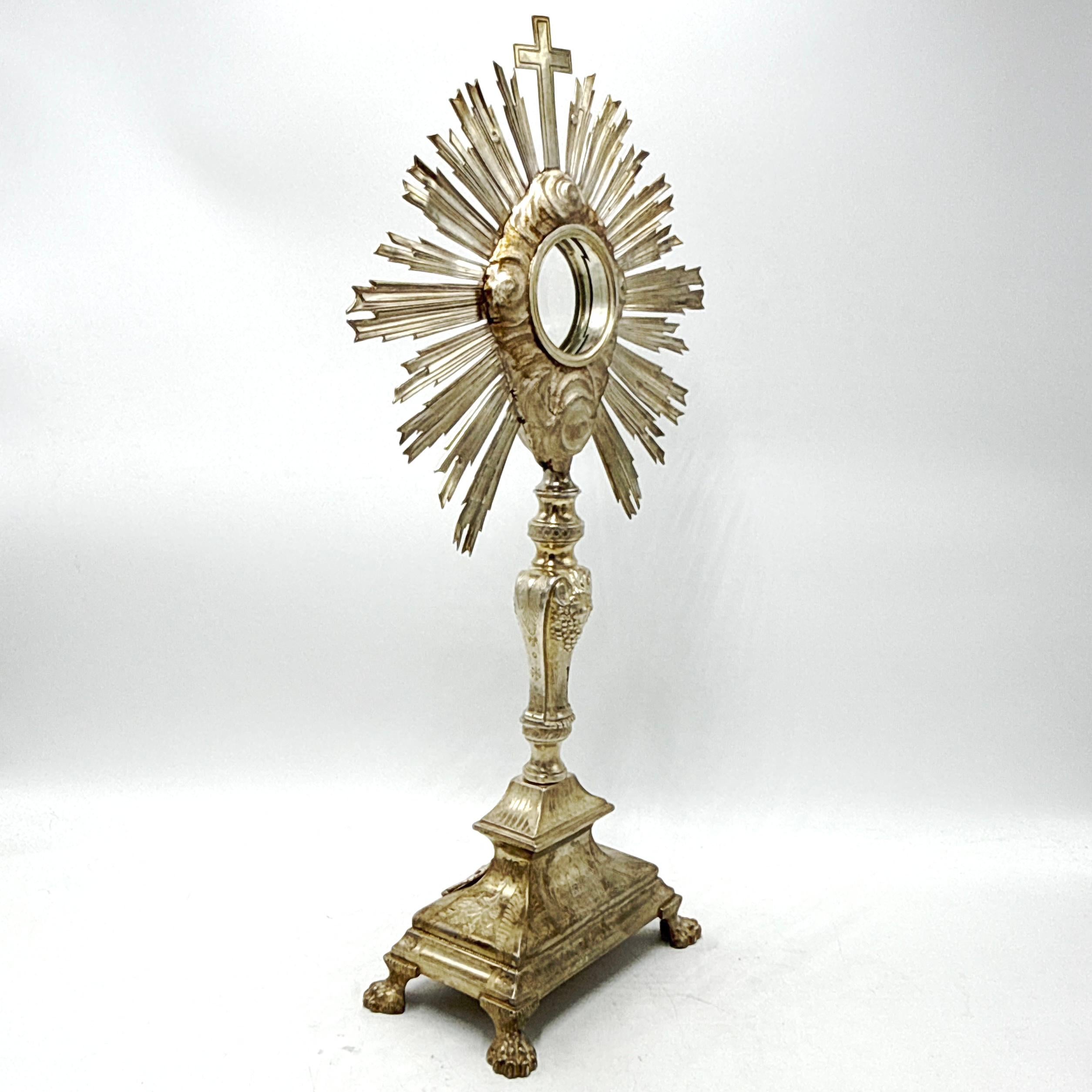 Ostensoir français en argent et en bronze du XIXe siècle en vente 8