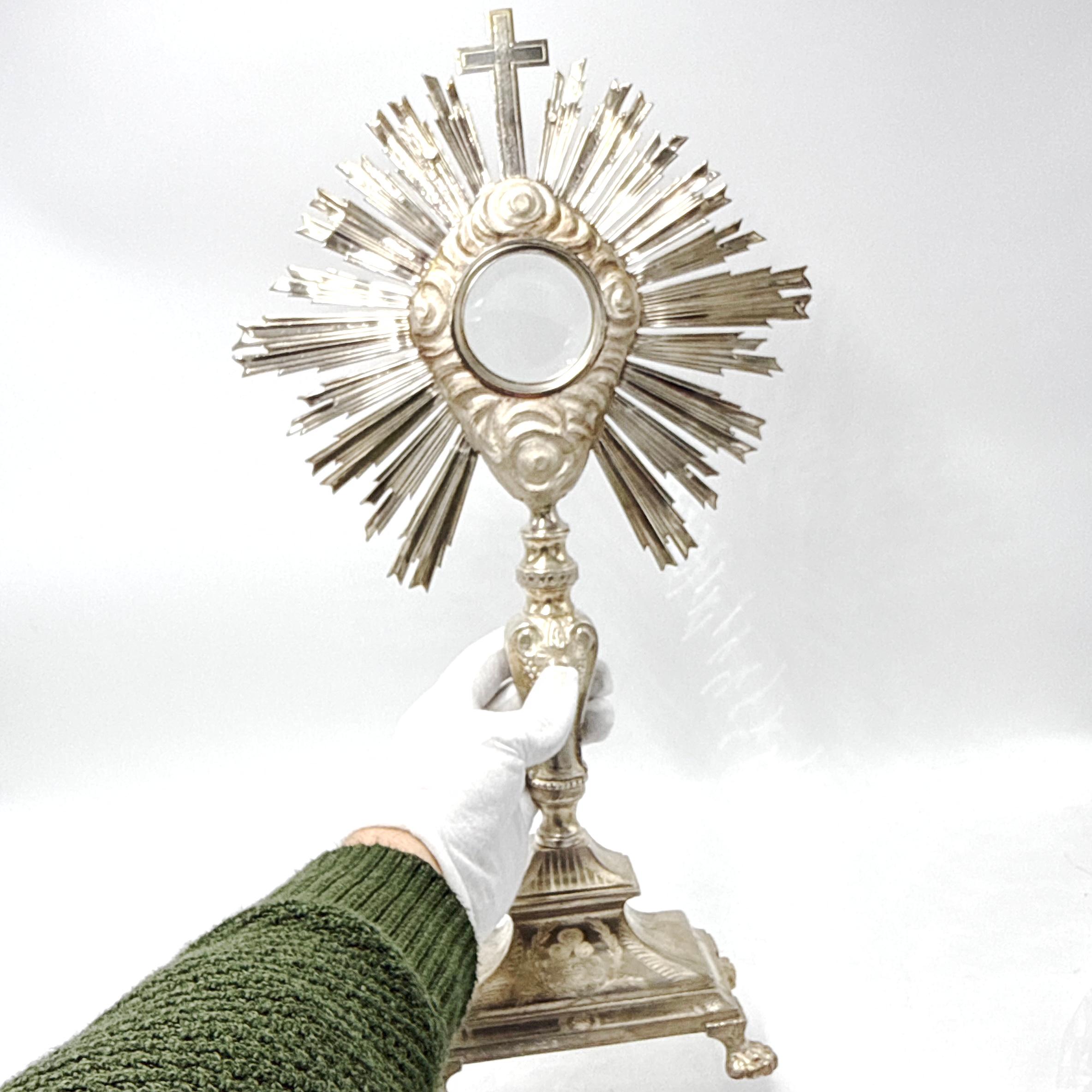 Ostensoir français en argent et en bronze du XIXe siècle en vente 10