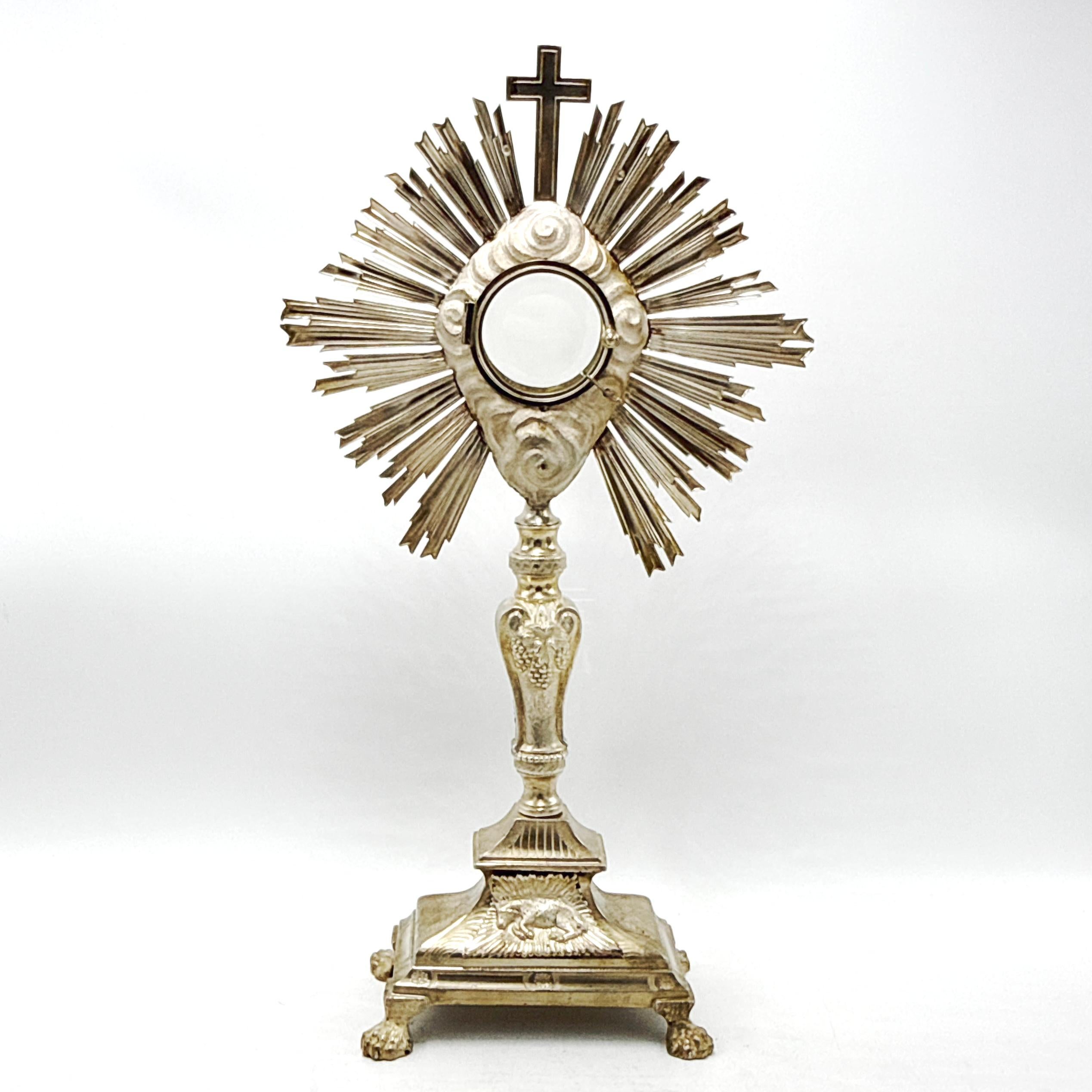 Français Ostensoir français en argent et en bronze du XIXe siècle en vente