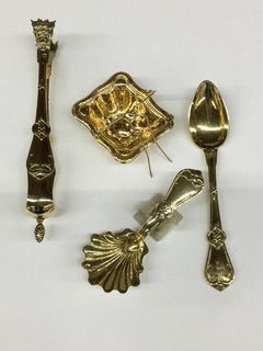 19th Century French Silver and Vermeil 15 Pieces Tea Set in Box