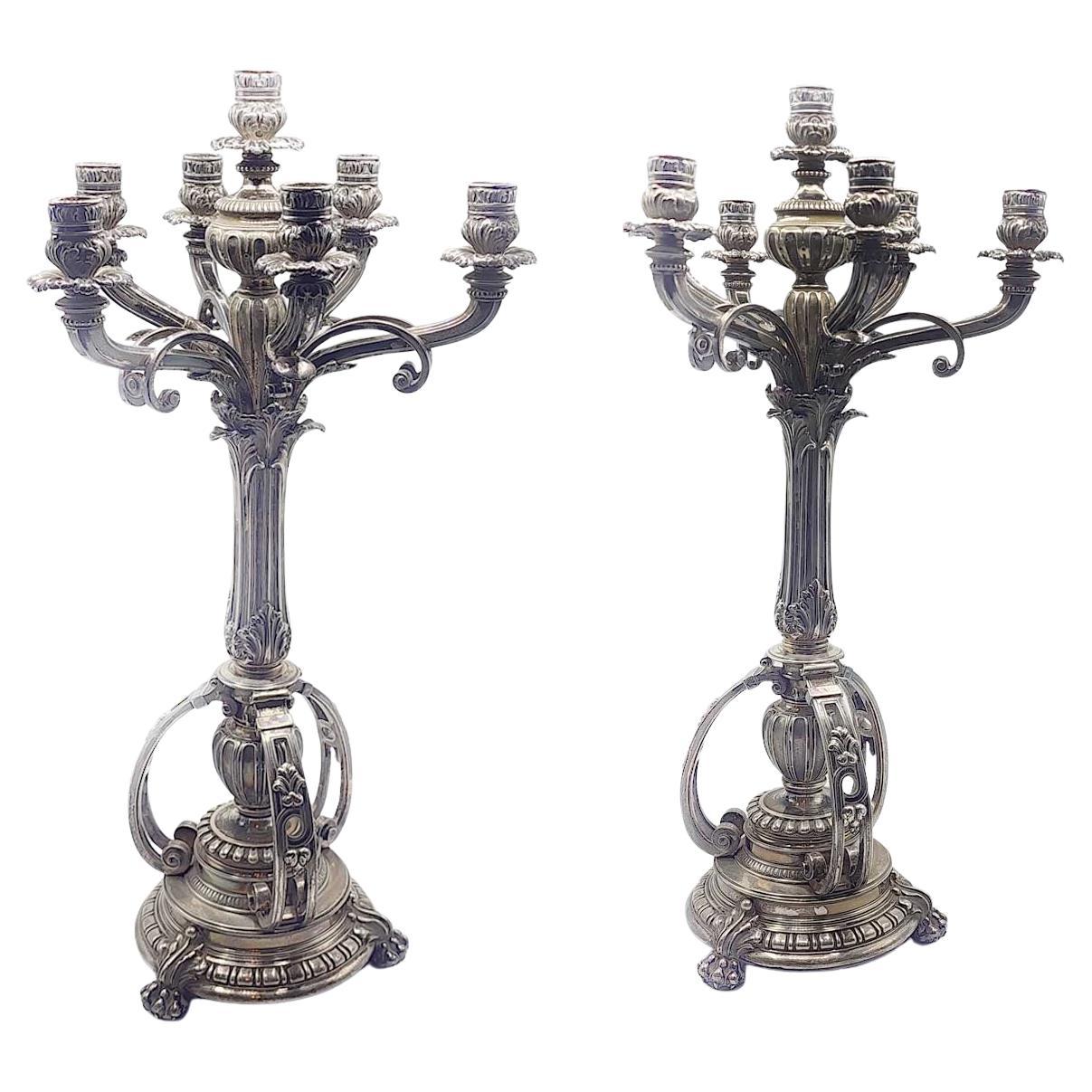 Candelieri d'argento francesi del XIX secolo