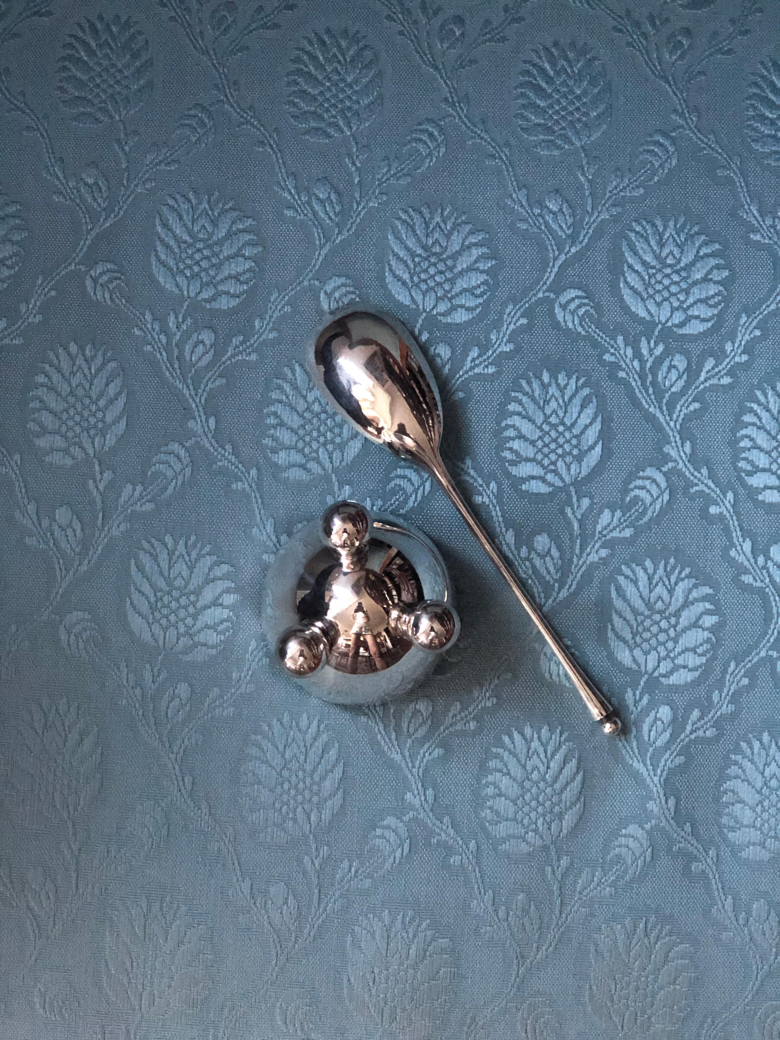 19th Century French Silver Egg Cup and Spoon in Original Box Marked 