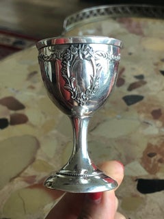 19th Century French Silver Egg Cup with Floral Decoration