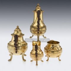 19th Century French Silver-Gilt Four Piece Tea Set, Cardeilhac, Paris circa 1870