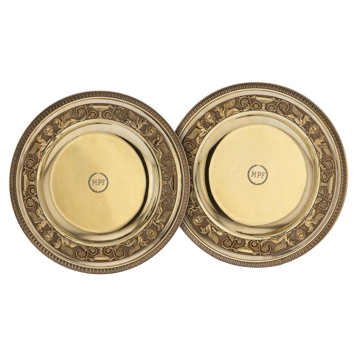 19th Century French Silver-Gilt Pair of Dishes, Odiot, circa 1890 For Sale