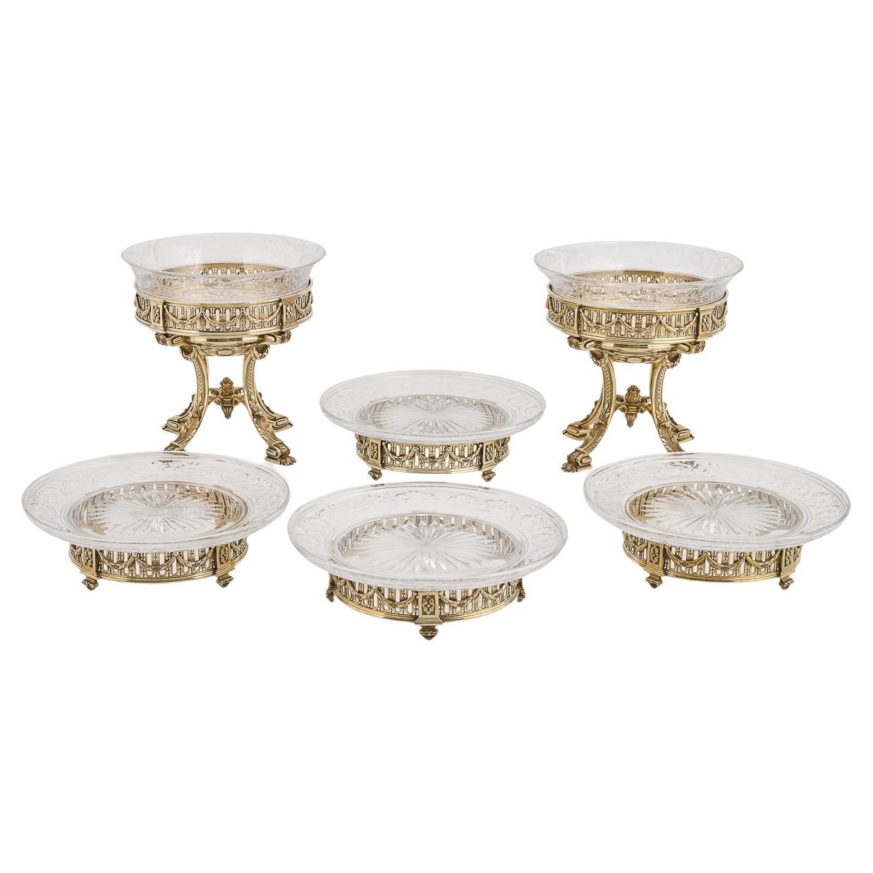 19th Century French Silver Gilt Set Of Six Comports, Boin-Taburet, c.1890