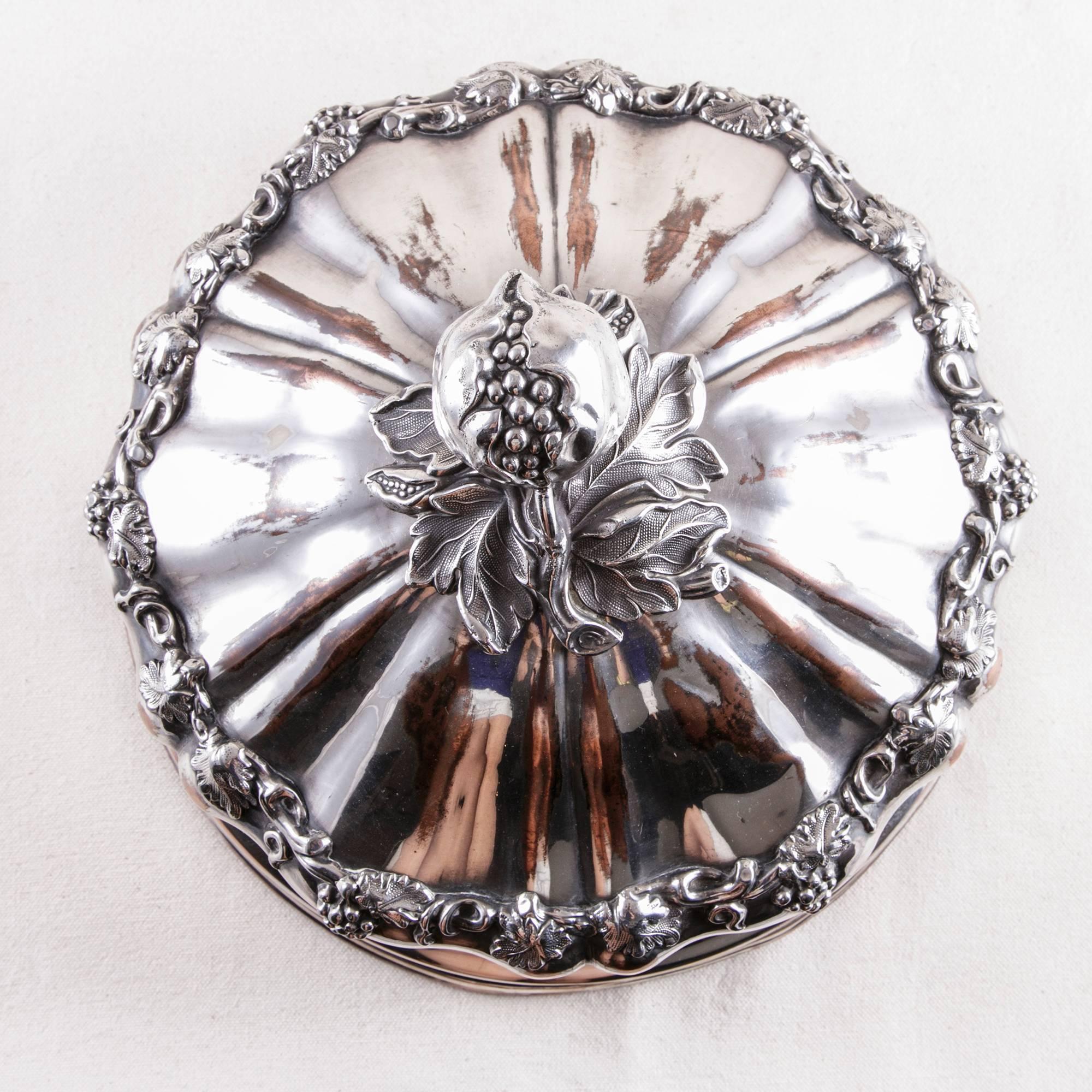 Silver Plate 19th Century French Silver Hotel Dome Serving Piece Food Warmer Dish Cover For Sale