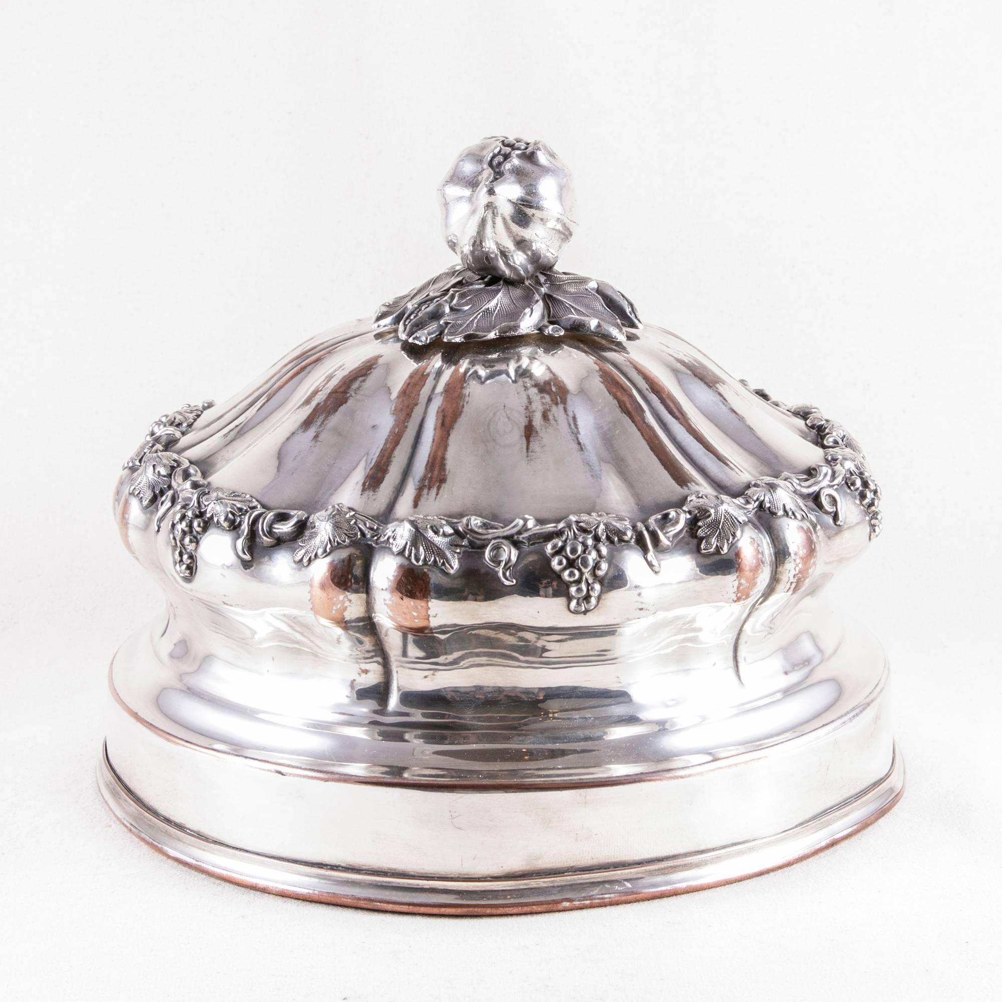 19. Jahrhundert Französisch Silber Hotel Kuppel servieren Stück Essen Wärmer Schüssel Deckel im Angebot 2