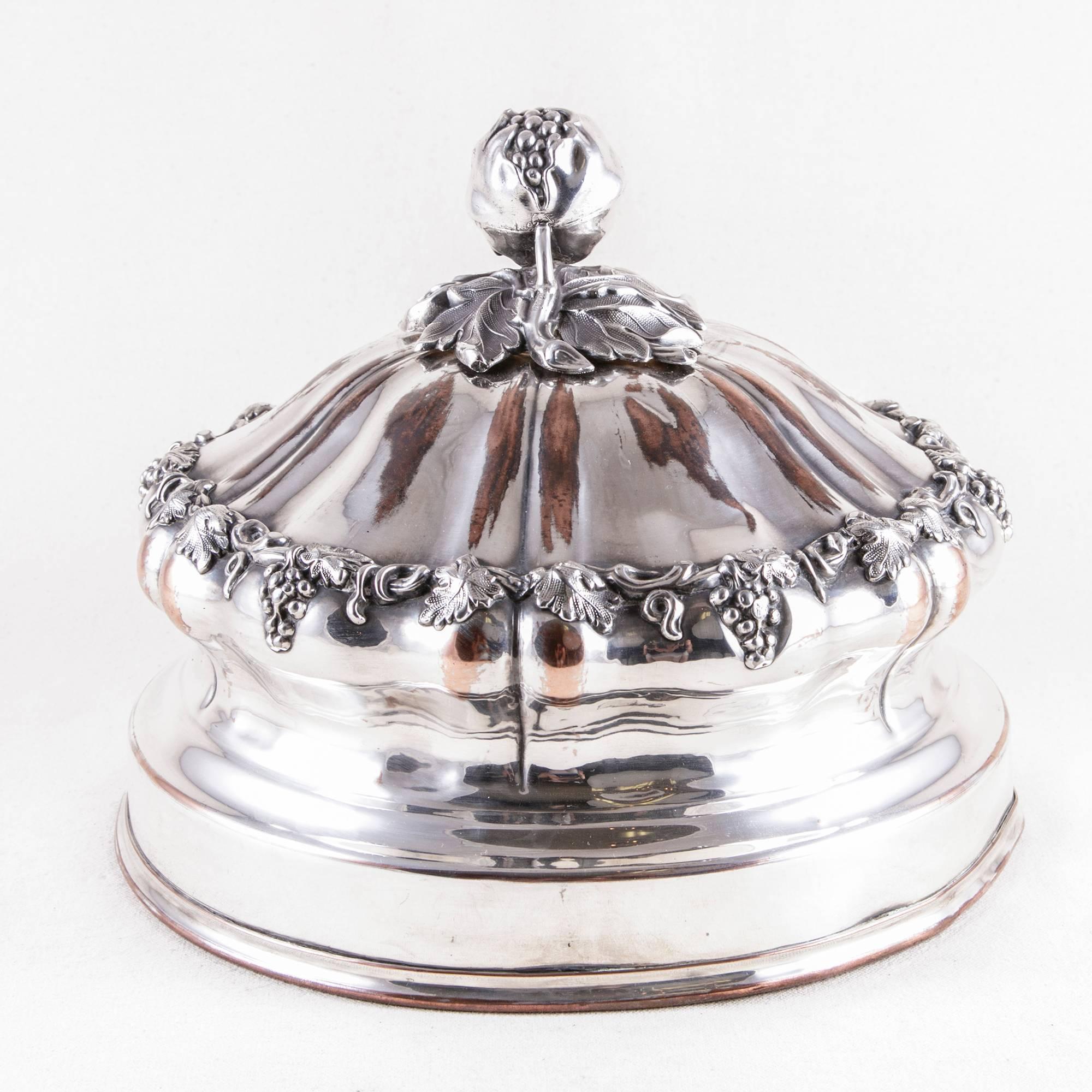 19. Jahrhundert Französisch Silber Hotel Kuppel servieren Stück Essen Wärmer Schüssel Deckel im Angebot 4
