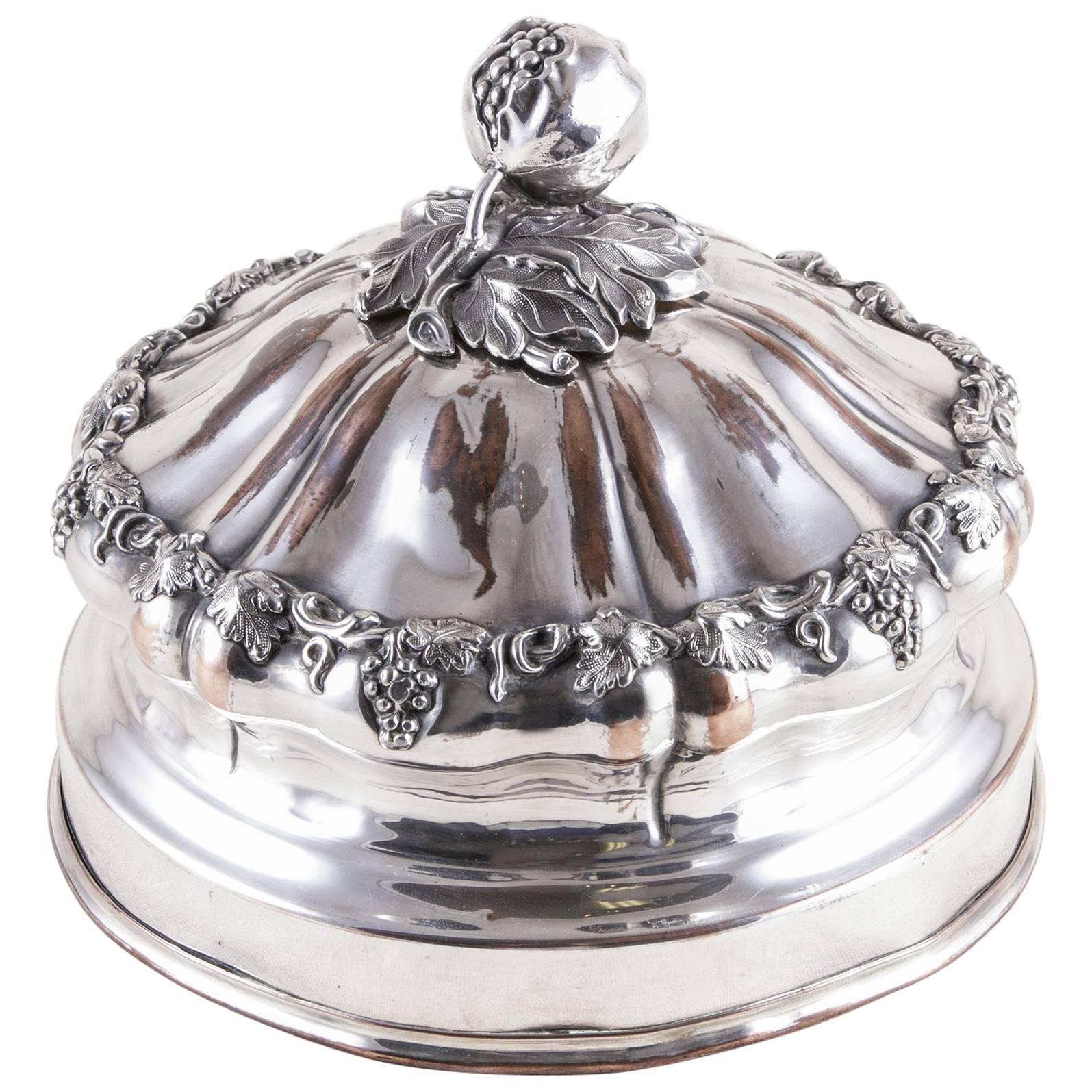 19th Century French Silver Hotel Dome Serving Piece Food Warmer Dish Cover For Sale