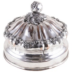 19. Jahrhundert Französisch Silber Hotel Kuppel servieren Stück Essen Wärmer Schüssel Deckel