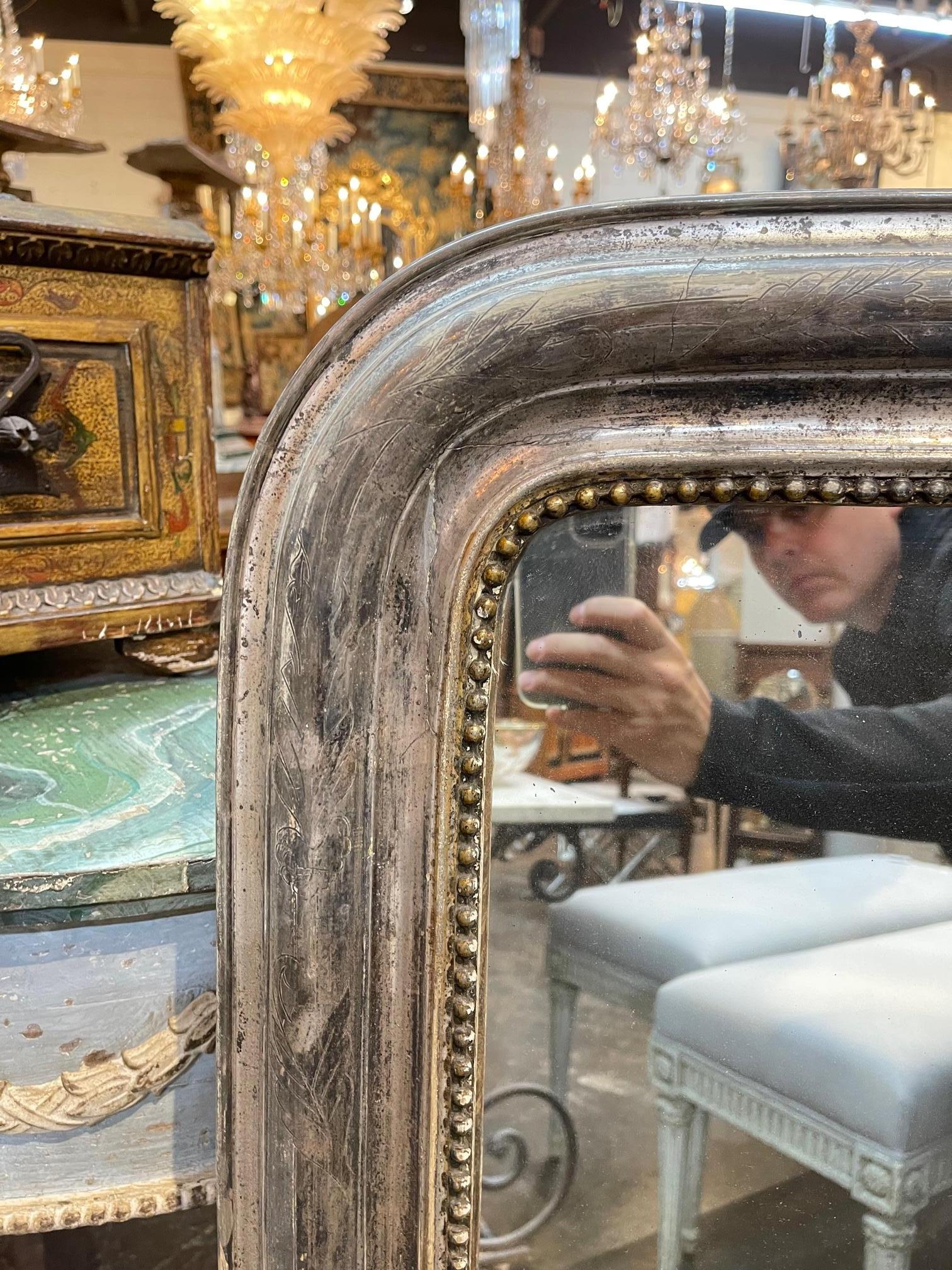 19th Century, French, Silver Leaf Louis Philippe Mirror In Good Condition In Dallas, TX
