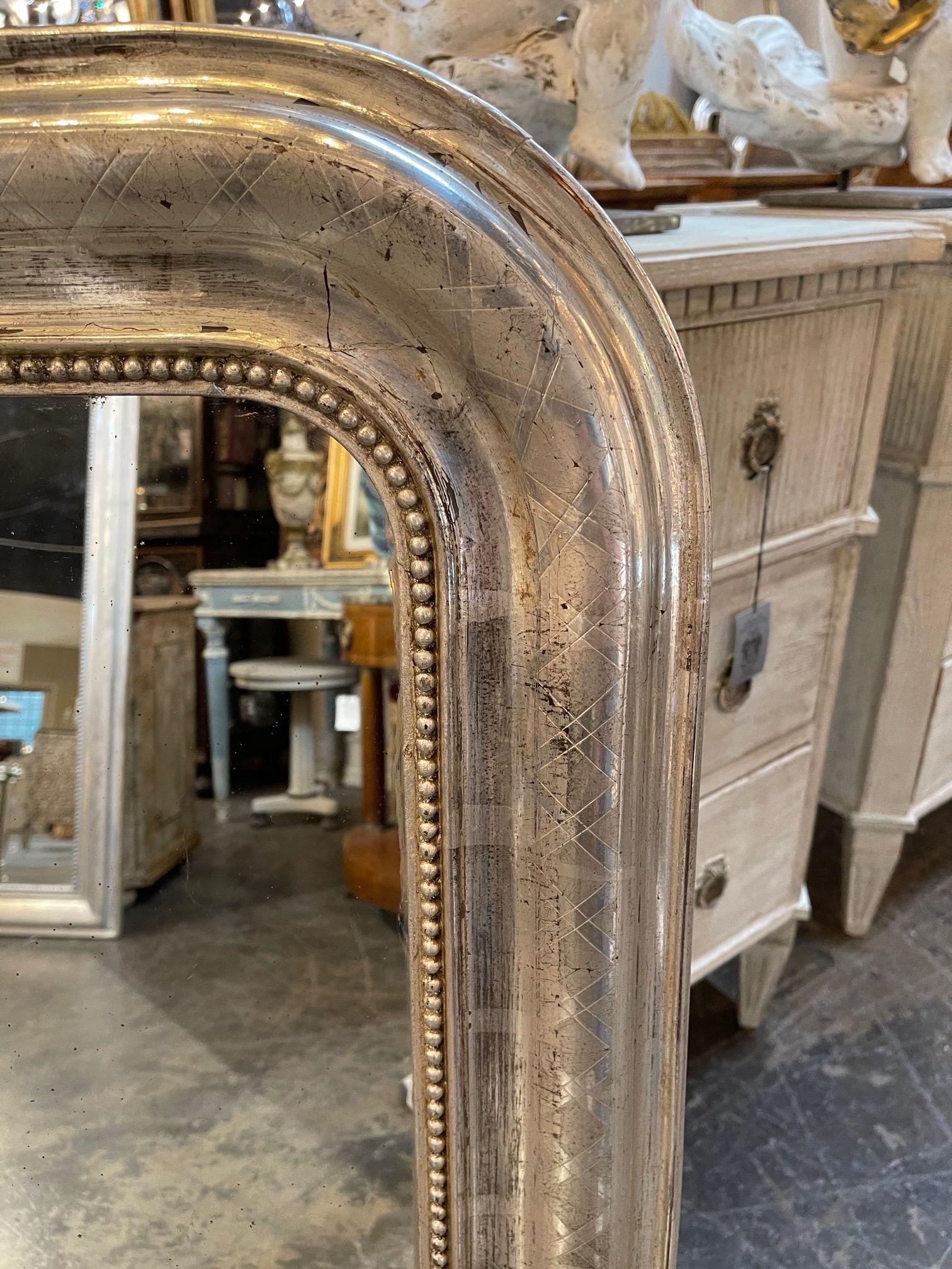 Wood 19th Century French Silver Leaf Louis Philippe Mirror