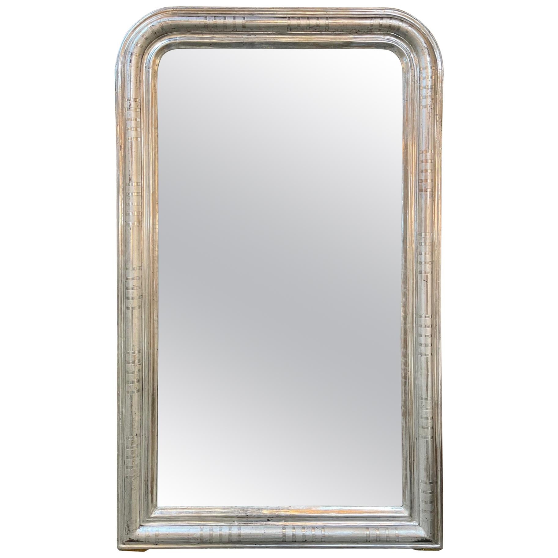 19th Century French Silver Leaf Louis Philippe Mirror